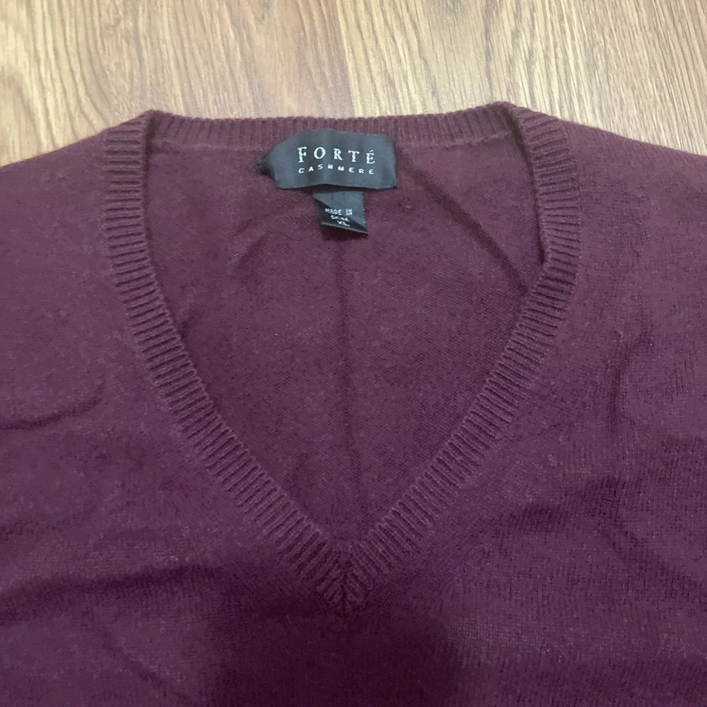 Forte Cashmere Sweater Mens Extra Large V Neck Pullover Red